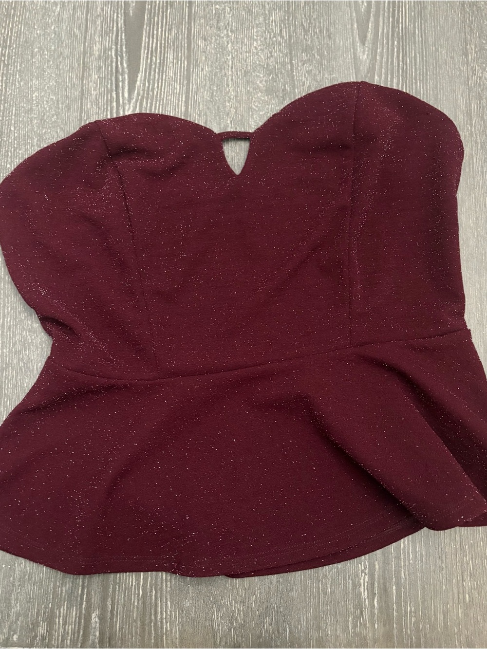 Strapless Plum Sparkle Peplum Dress